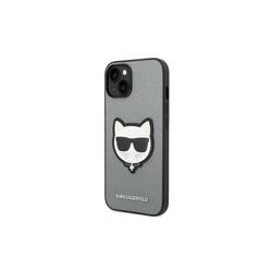 Karl Lagerfeld case for iPhone 14 Plus 6,7" KLHCP14MSAPCHG silver PU Saffiano case with Choupette Head Patch