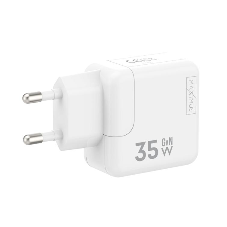 WALL CHARGER MX BURST GaN PD 35W, 2xUSB-C + C/LIGHTNING PD CABLE 20W WHITE