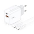 BWOO-sein&auml;laturi CDA182 QC 38W 1x USB-A + 1x USB-C USB-C-kaapelilla 1 m musta