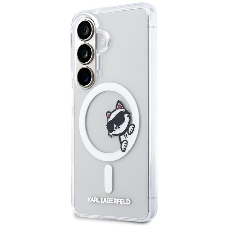 Karl Lagerfeld case IML Peekaboo Choupette MagSafe for Samsung Galaxy S26 transparent