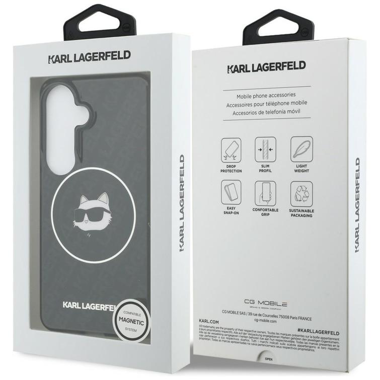 Karl Lagerfeld case IML Repeated Choupette MagSafe for Samsung Galaxy S26 black