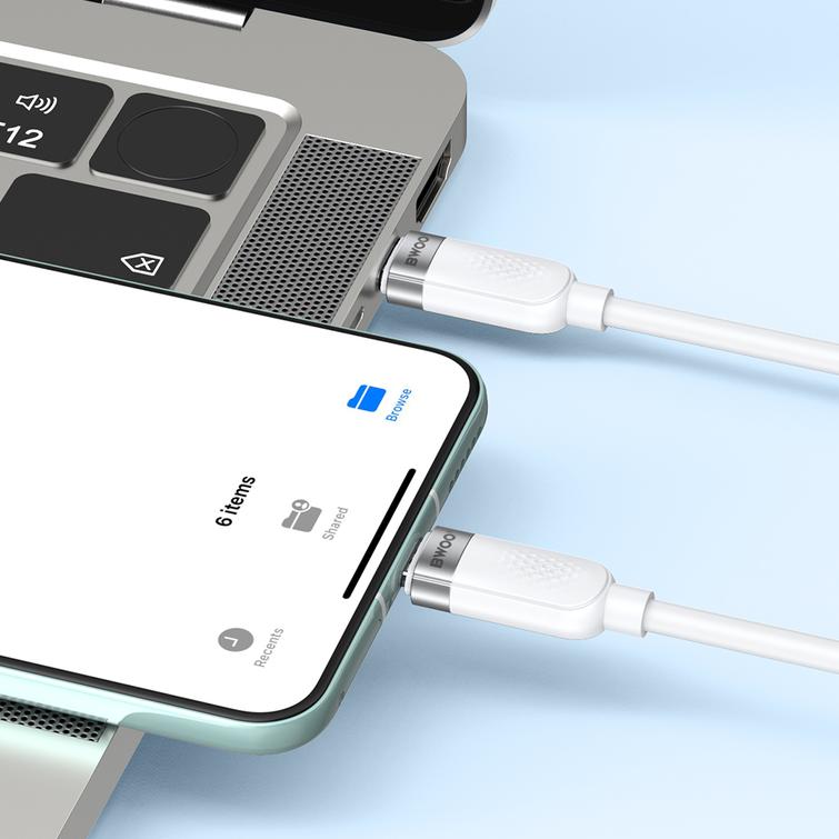 BWOO 65W USB-C - USB-C -kaapeli 1m valkoinen