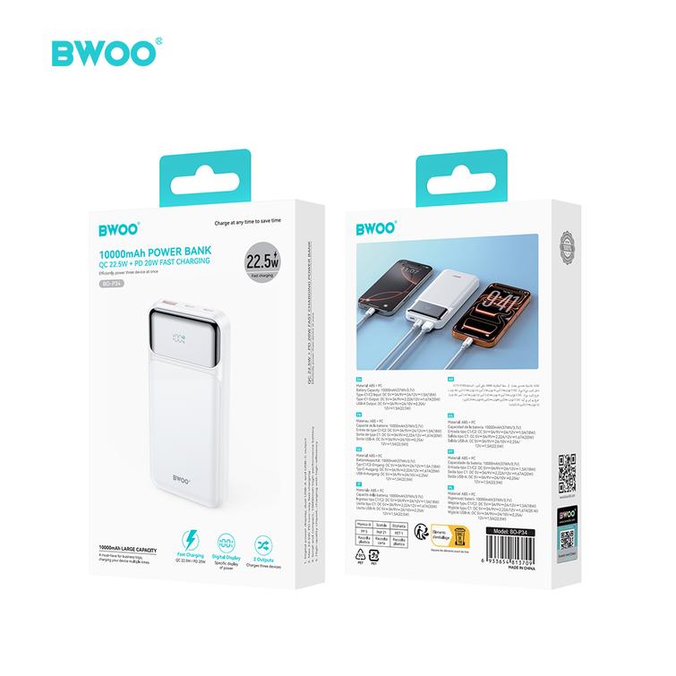 BWOO Ultraohut 22,5W 10000 mAh varavirtal&auml;hde, valkoinen