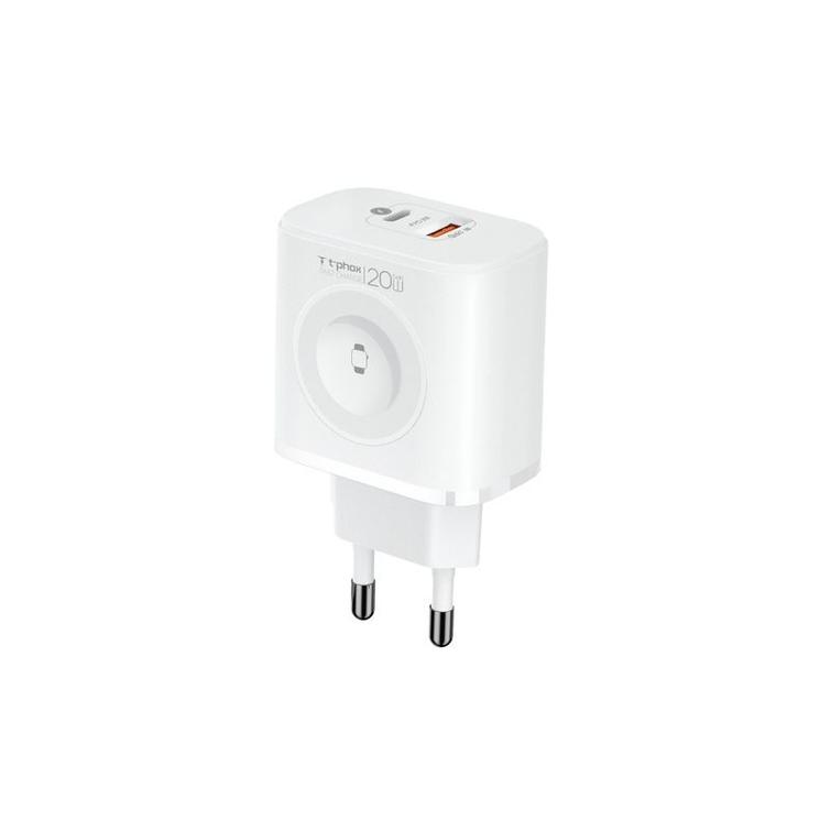 WALL CHARGER T-PHOX T-PP20 GAN iWATCH 3IN1 WHITE