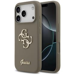 Guess Silicone Big 4G Script -suojakuori iPhone 17 Prolle, ruskea