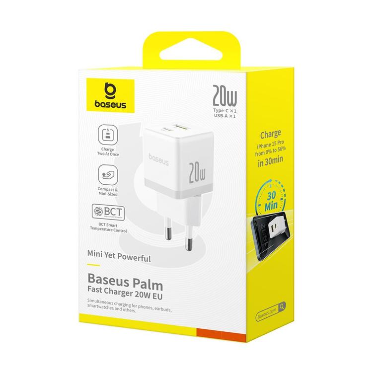 Baseus Palm -pikalaturi 1C 20W USB-C USB Kuunvalkoinen