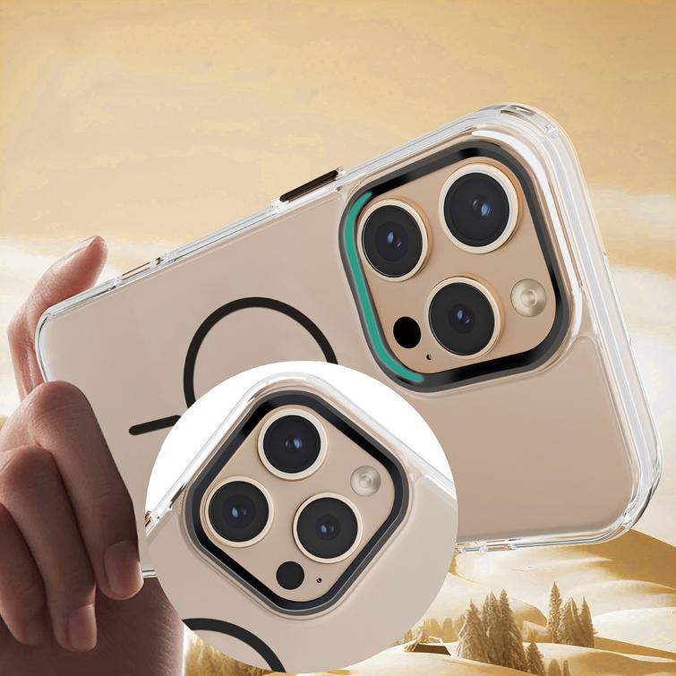 Läpinäkyvä ohut Mag-suojakuori iPhone 16 Pro 6,3":lle, musta