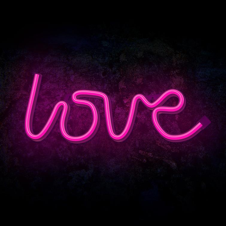 Neon LED-valo LOVE pinkki Lepakko + USB FLNE05 Forever Light