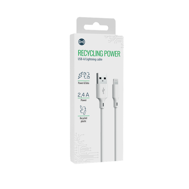 Forever kierrätyskaapeli USB-A - Lightning 1,5m 2,4A HDKR12-AL-00 valkoinen