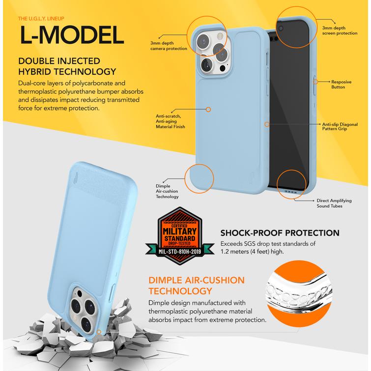 Ruma kuminen L-muotoinen suojakuori iPhone 15 Plus 6,7":lle, musta