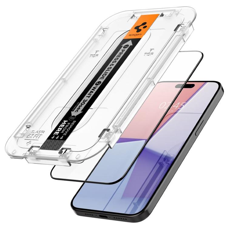 Spigen karkaistu lasi GLAS.TR "EZ FIT" FC 2-PACK iPhone 15 Pro Max 6,7" musta