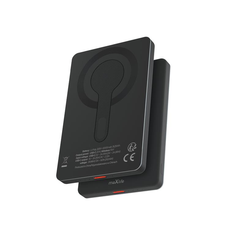 Maxlife langaton varavirtal&auml;hde MXPB-05 20W PD 5000 mAh magneettinen musta