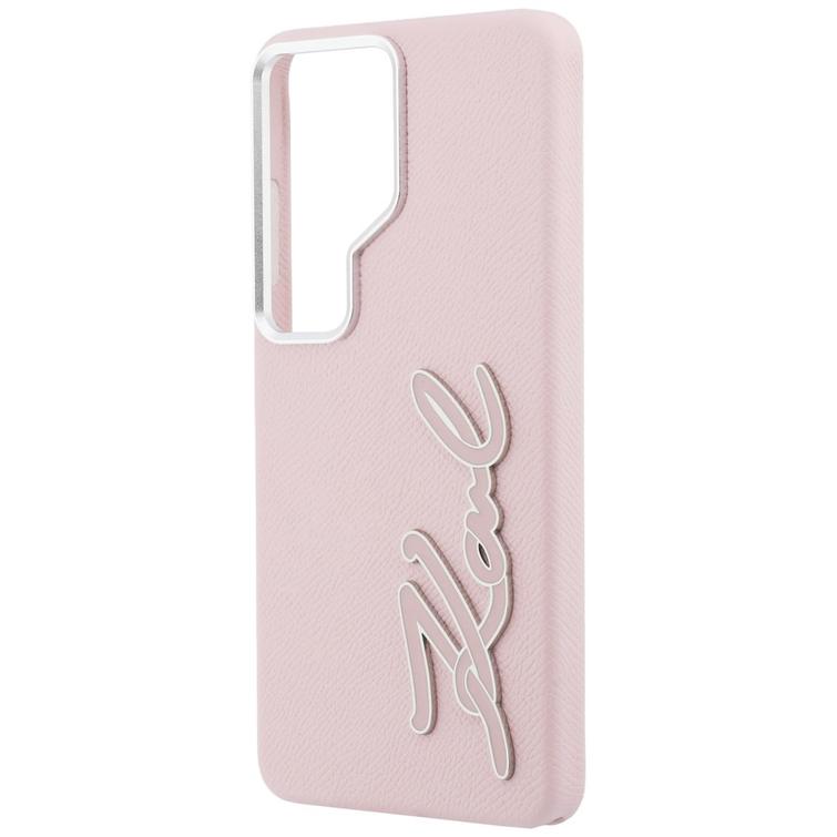 Karl Lagerfeld case Grained Signature Metal Resin Logo for Samsung Galaxy S26 Ultra pink