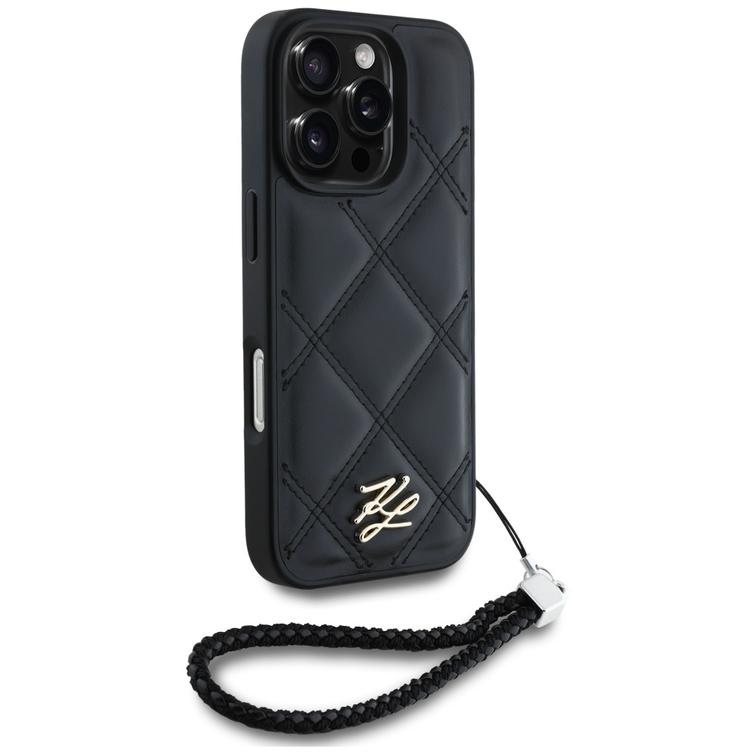 Karl Lagerfeld HC Quilted PU -suojakuori iPhone 16 Prolle, musta