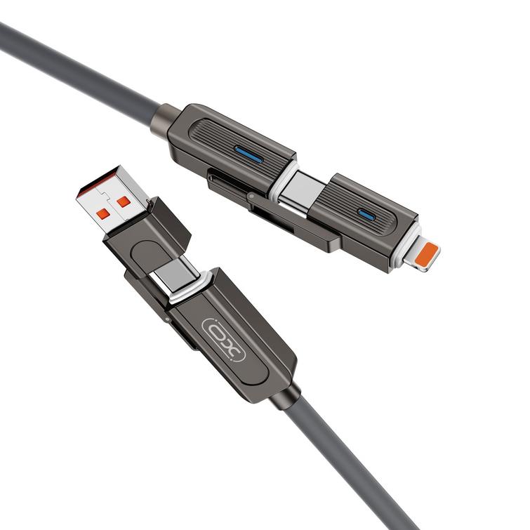 XO-kaapeli NB275 4w1 USB-C - Lightning + USB - USB-C 60W 1,0m szary