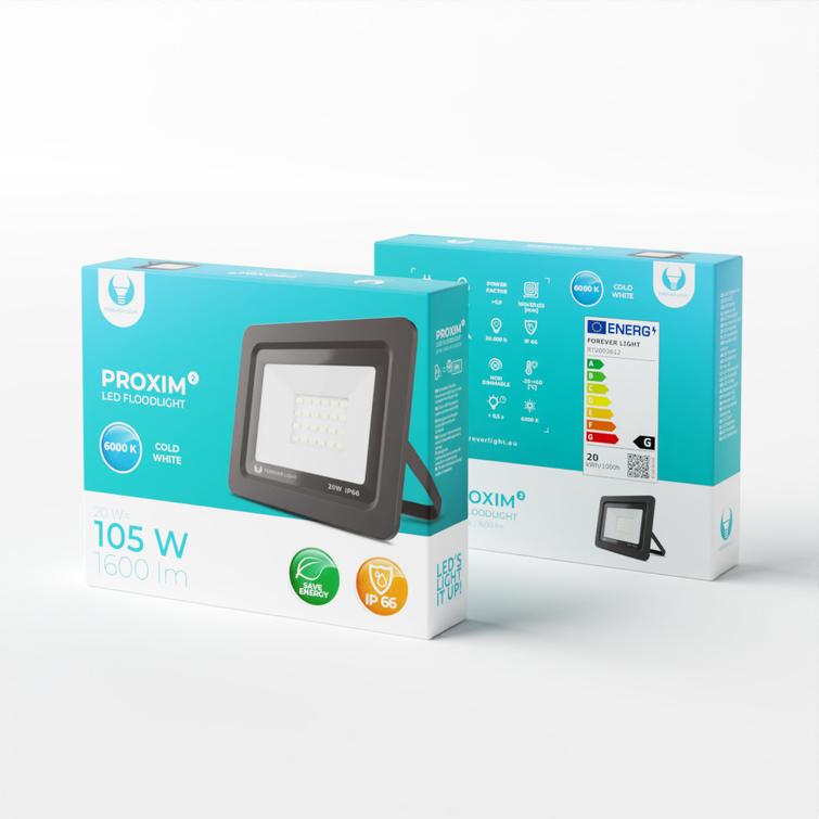 LED-valonheitin PROXIM II 20W | 6000K | IP66 Forever Light