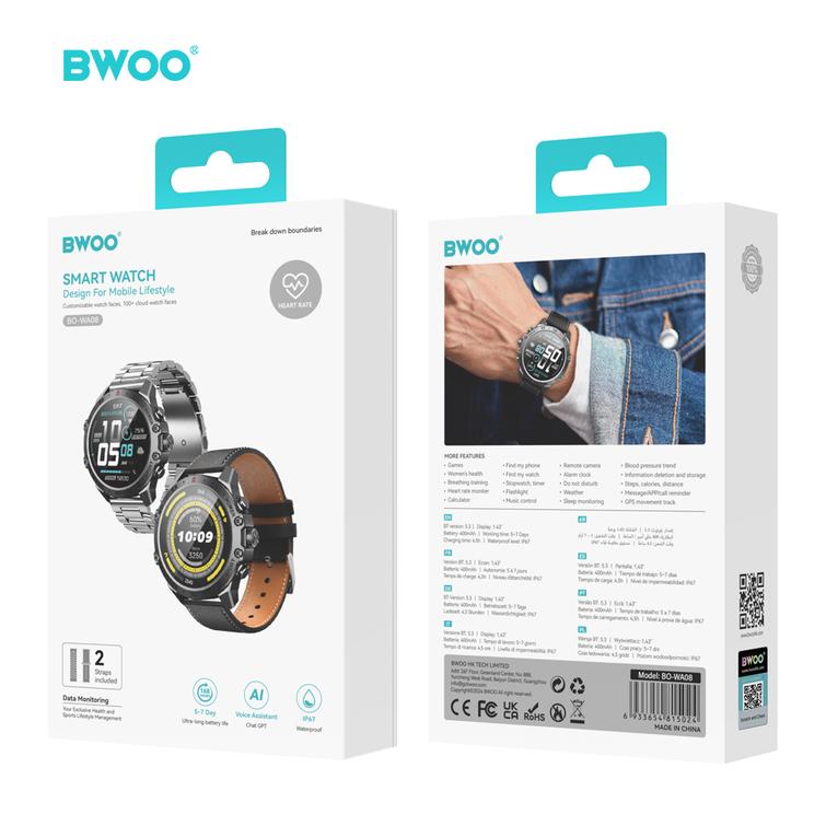 BWOO-&auml;lykello WA-08 1,43&rdquo; AMOLED musta