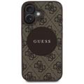 Guess HC MagSafe PU 4G Circle -suojakuori klassisella logolla iPhone 16:lle, ruskea