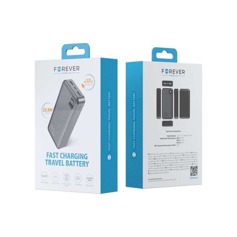 Forever TB-300L PD QC varavirtalähde 22,5W 20000 mAh musta