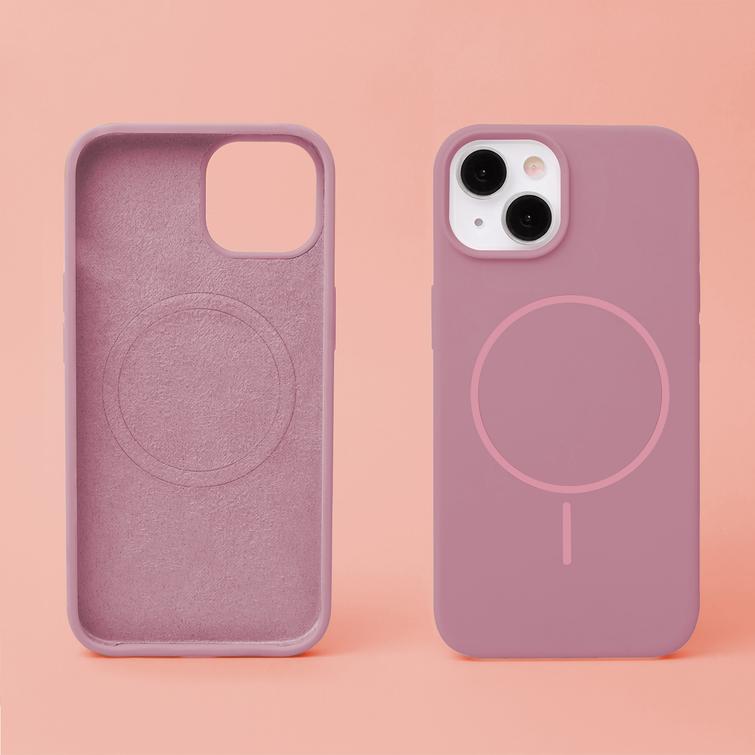 Silicone Thin Mag case for iPhone 15 6,1" rose