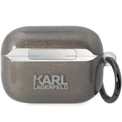 Karl Lagerfeld AirPods Pro 2 -kuulokkeiden suojakuori KLAP2HNKCTGK musta TPU Glitter NFT Karl&Choupette
