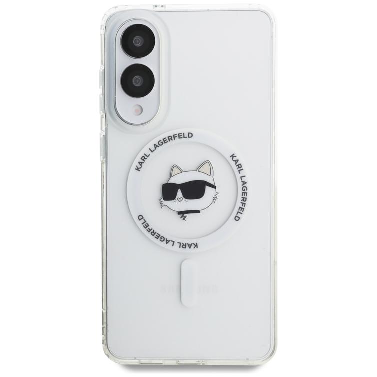 Karl Lagerfeld -suojakuori Samsung Galaxy S25 Edgelle HC MAGSAFE IML METAL CHOUPETTE HEAD valkoinen