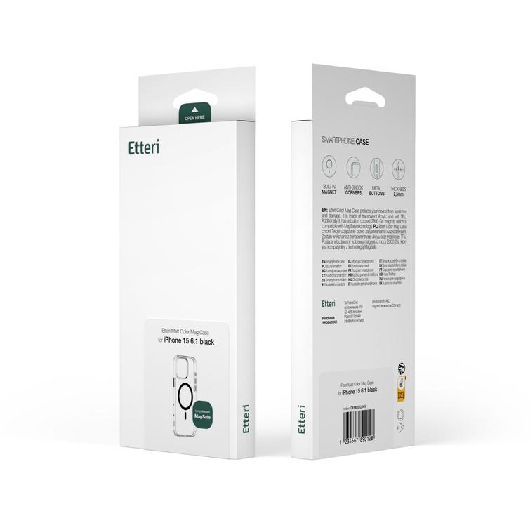 Etteri Color Mag kotelo iPhone 15 Prolle 6,1" musta