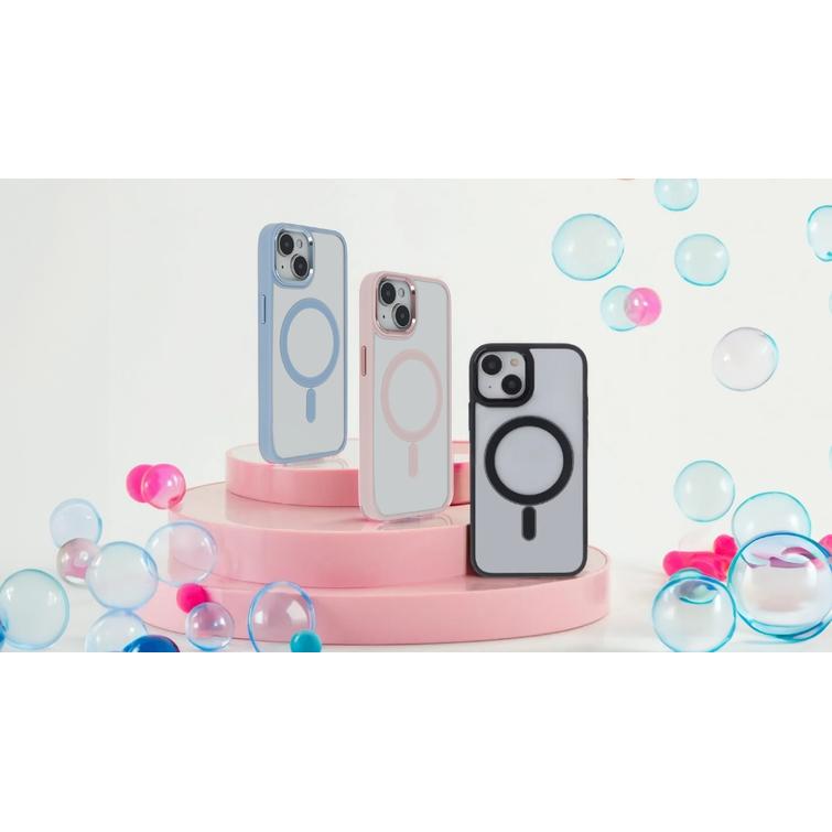 Satin Elegant Mag -suojakuori iPhone 15 Pro 6,1":lle, pinkki