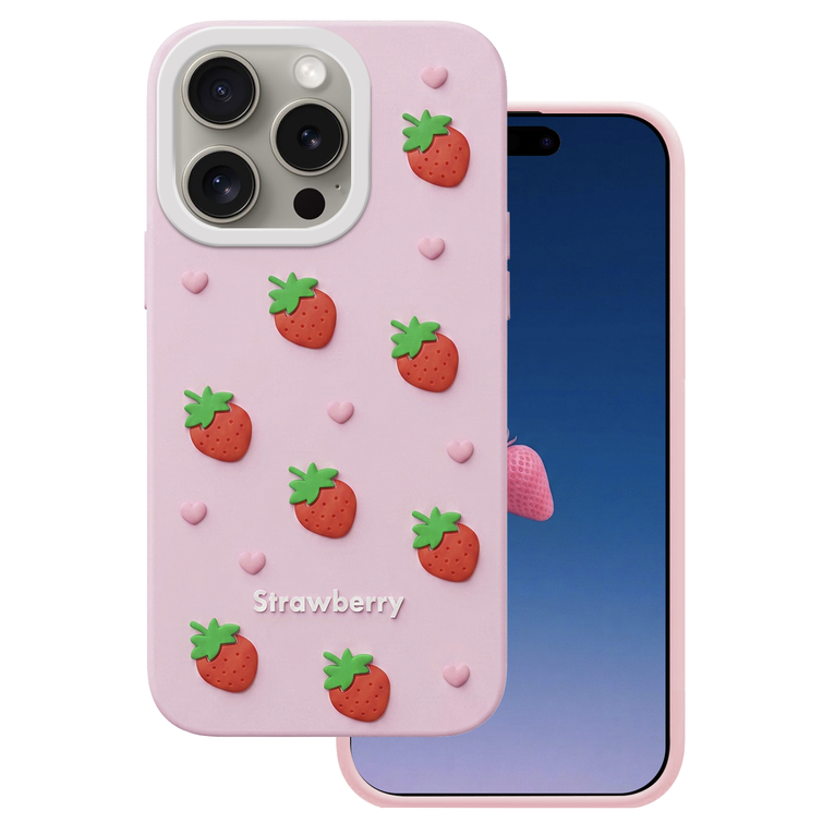 Strawberry case for iPhone 14 Pro / 15 Pro 6,1" pink