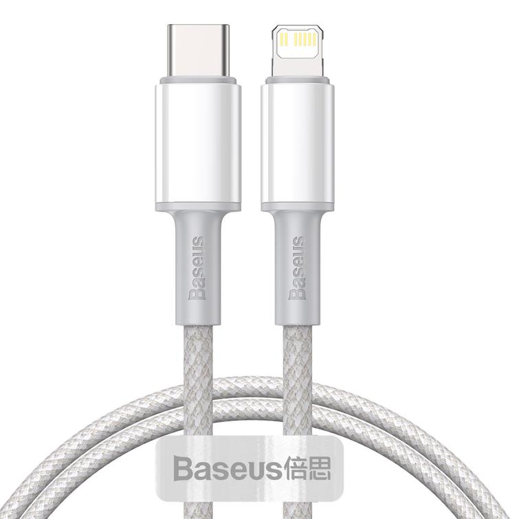 Baseus-kaapeli High Density PD USB-C - Lightning 1,0 m valkoinen 20W