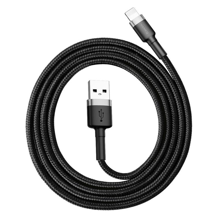 Baseus Cafule USB-Lightning-kaapeli 1,0 m 2,4A harmaanmusta