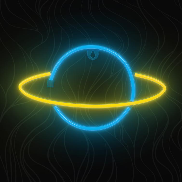 Neon LED -valo SATURN keltainen sininen Lepakko + USB FLNE11 Forever Light