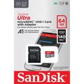SanDisk Ultra Android microSDXC -muistikortti 64GB 140MB/s A1 Cl.10 UHS-I + adapteri