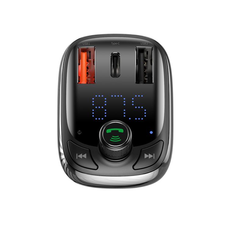 Baseus l&auml;hetin FM T-muotoinen S-13 Bluetooth MP3 autolaturi musta