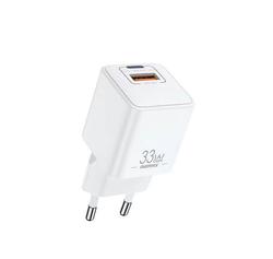REMAX WALL CHARGER BATT SERIES PD QC 33W RP-U26 1xUSB + 1xUSB-C WHITE