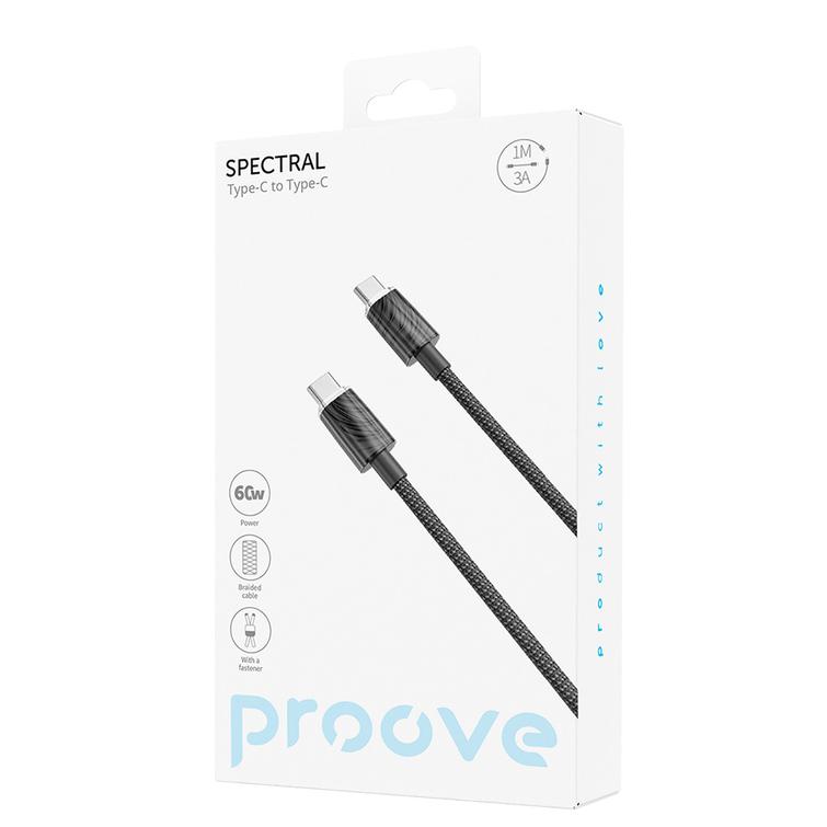 Proove-kaapeli Spectral USB-C - USB-C 1m 3A musta