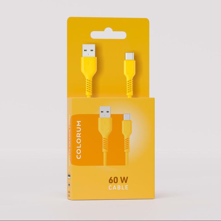 COLORUM kaapeli USB-A - USB-C 1,8m 3A CK60-AC-05 xKeltainen