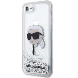 Karl Lagerfeld -suojakuori iPhone 7 / 8 / SE:lle KLHCI8LNKHCH hopeinen HC Liquid Glitter NFT Karl's Head