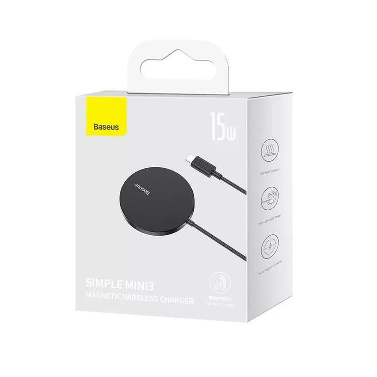Baseus langaton laturi Simple Mini 3 15W musta magneettinen
