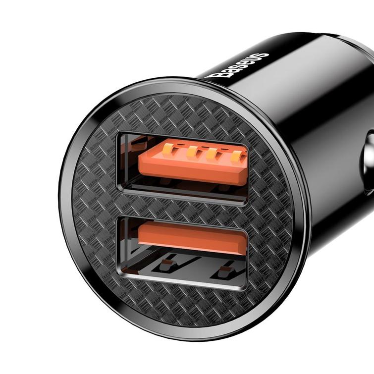 Baseus Dual QC 3.0 USB 2x 30W PD autolaturi 2x USB-porttia 4.8A 60W musta