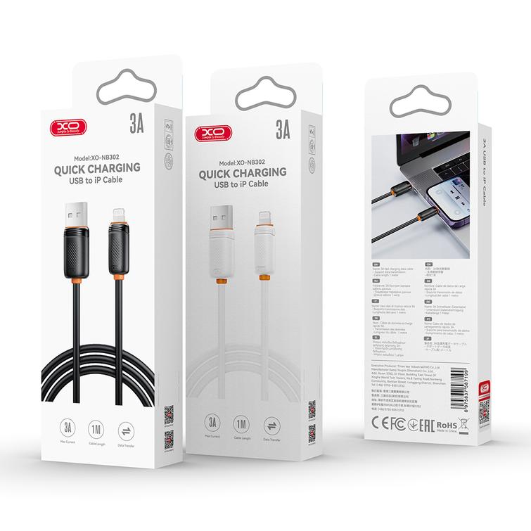 XO-kaapeli NB302 USB - USB-C 1,0m 3A musta