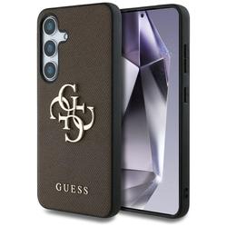 Guess HC PU Grained Big 4G and Classic Logo -suojakuori Samsung Galaxy S25:lle, ruskea