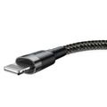 Baseus Cafule USB-Lightning-kaapeli 1,0 m 2,4A harmaanmusta