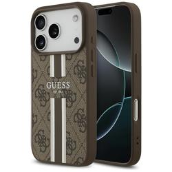 Guess 4G Printed Stripes MagSafe -kotelo iPhone 17 Prolle, ruskea