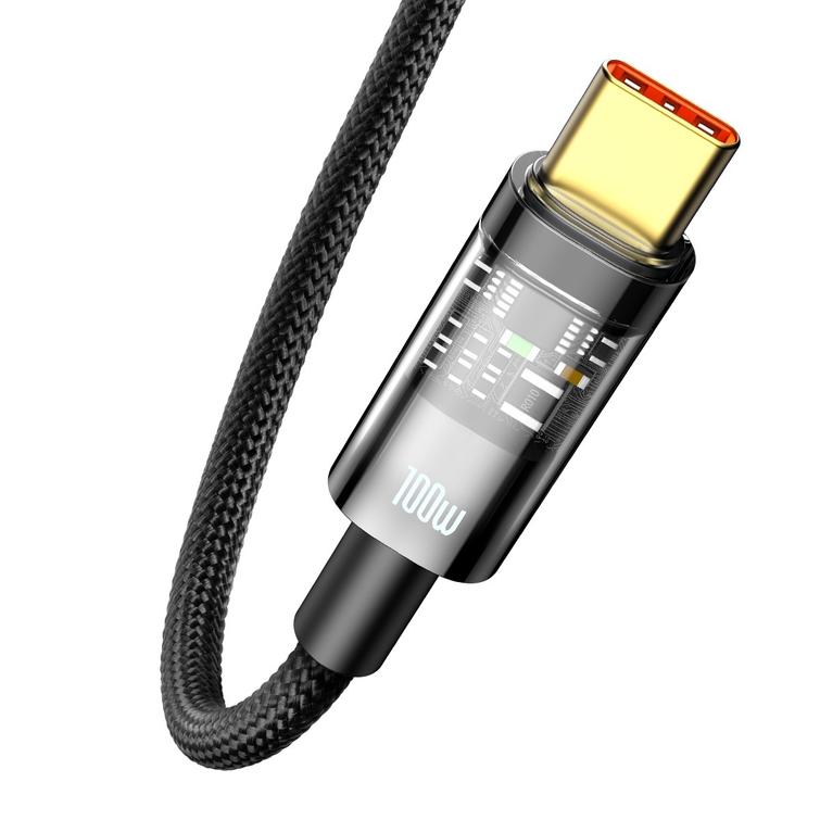 Baseus Explorer USB - USB-C -kaapeli 1,0 m musta automaattinen virrankatkaisu 100W
