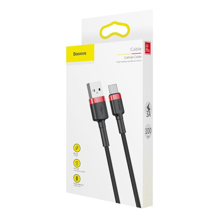 Baseus-kaapeli Cafule USB - USB-C 1,0 m 3A puna-musta