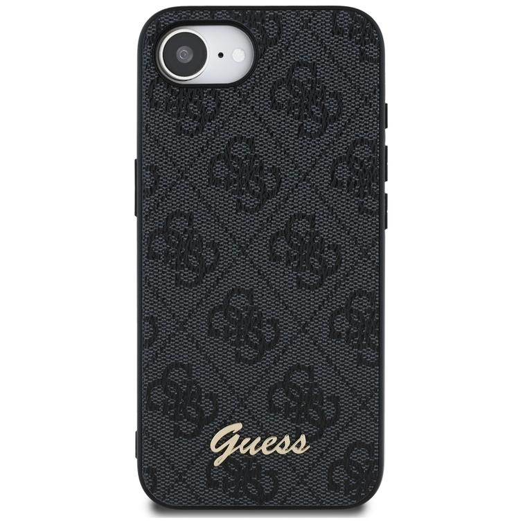 Guess HC MagSafe 4G PU Script Logo -suojakuori iPhone 16e:lle, musta