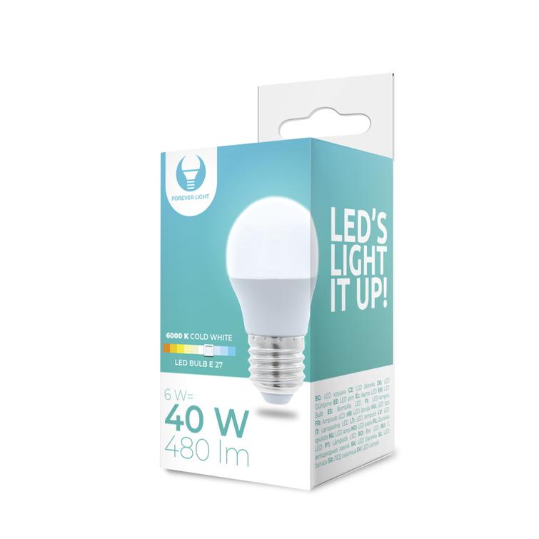LED-lamppu E27 G45 6W 230V 6000K 480lm Forever Light