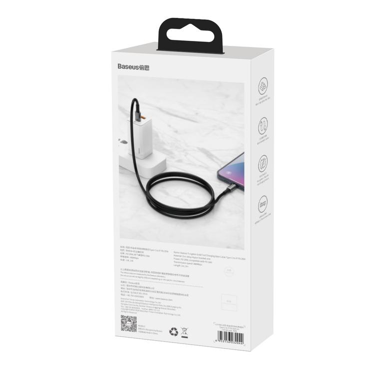 Baseus-kaapeli Tungsten PD USB-C - Lightning 2,0 m musta 20W
