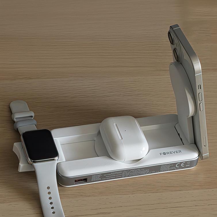 Forever langaton varavirtalähde MATB-300 10000 mAh magneettinen 3in1 valkoinen